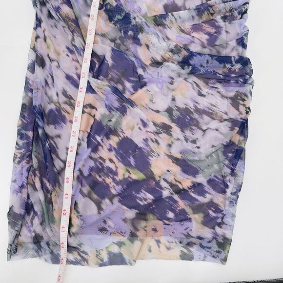 Chicos Womens Dress Purple Size 1/ Medium Ruched Mesh Mock Neck Sleeveless Midi - Picture 10 of 10